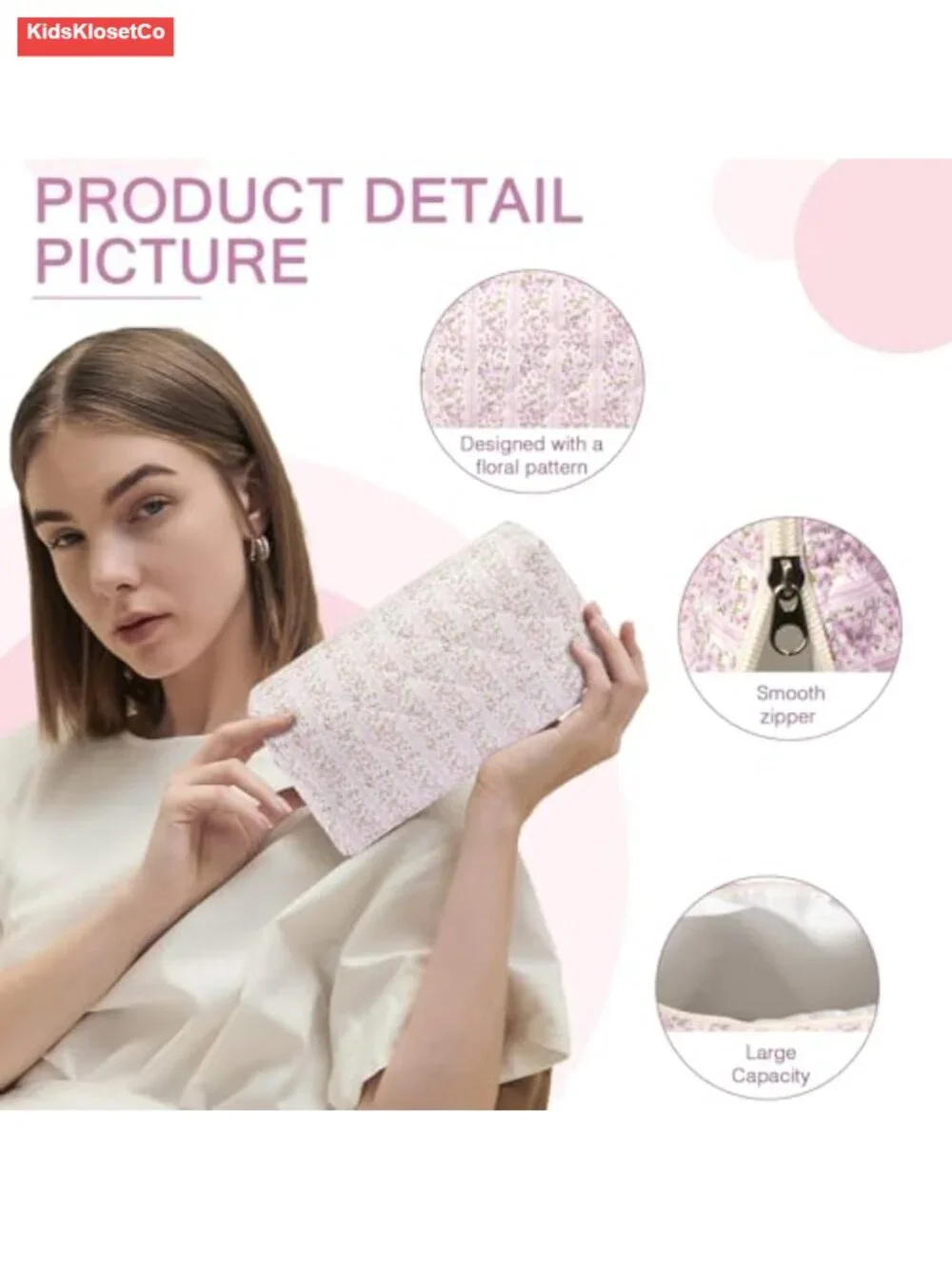 Quilted Cotton Makeup Bag Travel Toiletry Organizer Portable Storage Pouch